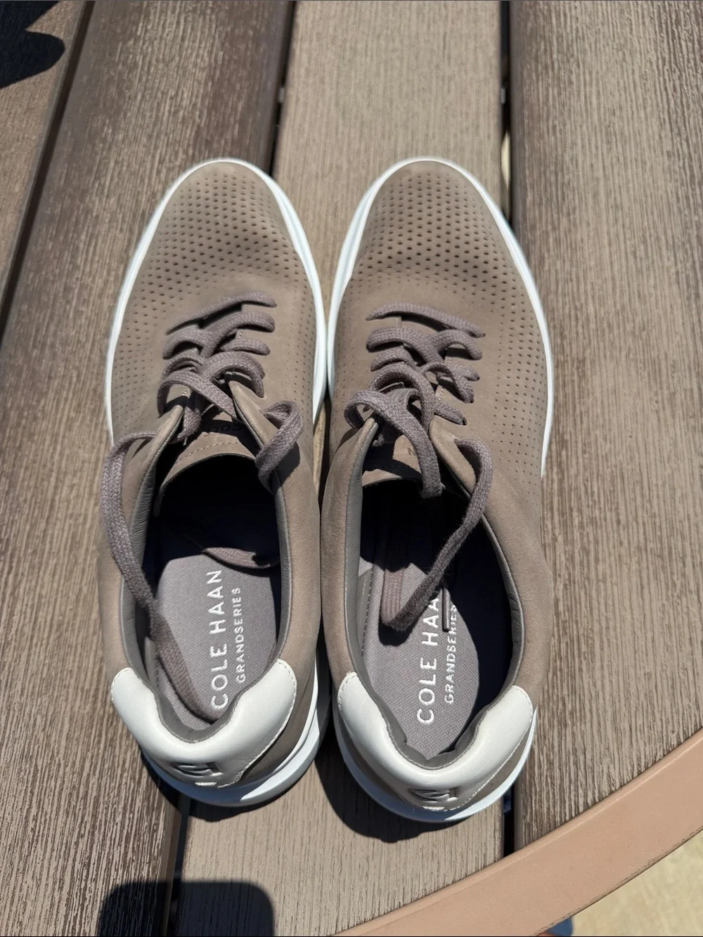 Like New Men's Cole Haan Rally Grand Pro Perforated Taupe Sneakers size 12